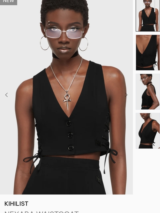 Killstar Tops - Black Lace-Up Waistcoat Top